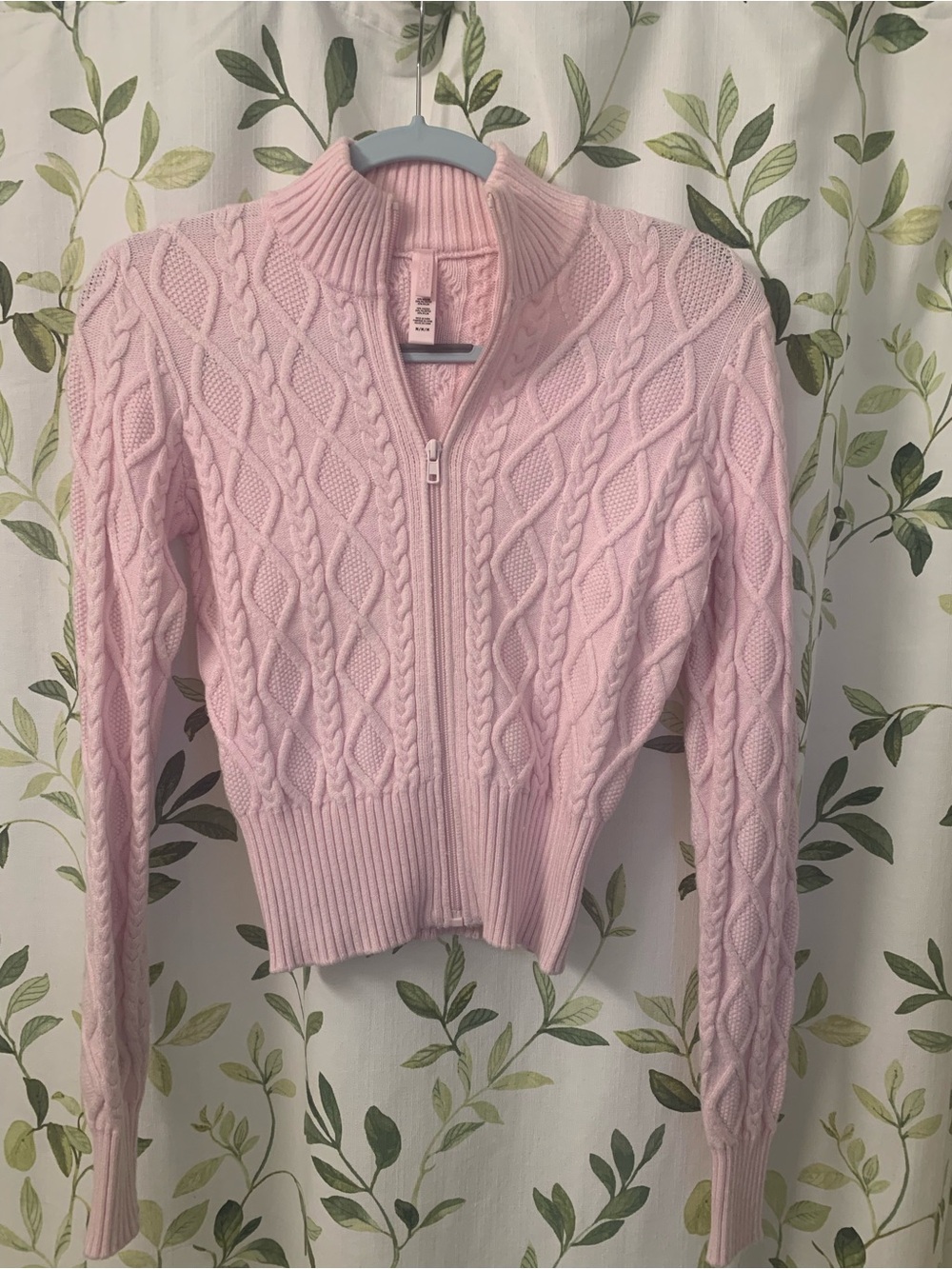 SKIMS CABLE KNIT ZIP UP SWEATER BABY PINK MEDIUM LIMITED EDITION BRAND NEW RARE